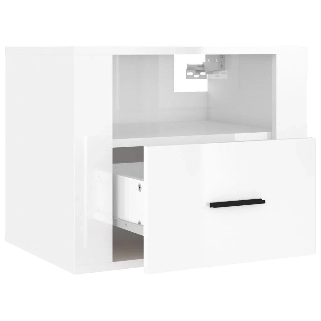 Comodini a Muro 2 pz-Set di 2 Tavolino da notte Bianco Lucido 50x36x40 cm