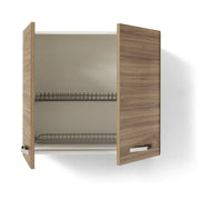 Pensile Colapiatti per cucina componibile da 80 cm con 2 ante linea MAKA, realizzata in legno 100% MADE IN ITALY, colore Noce