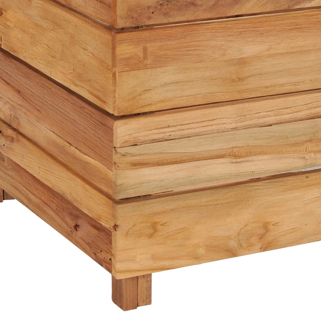 Aiuola rialzata per piante e fiori 150 x 40 x 38 cm legno di teak riciclato e acciaio 02_0000912