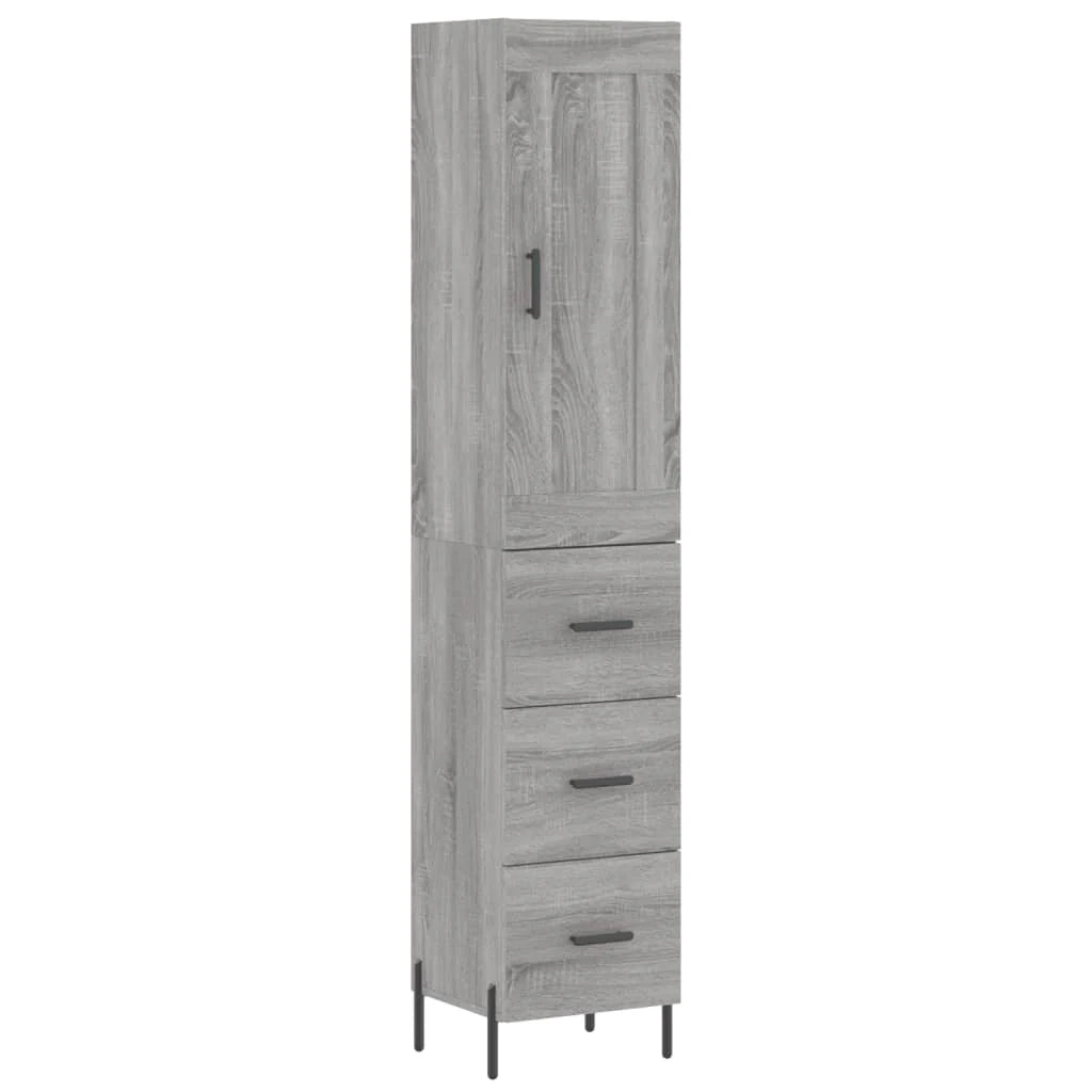 Buffet credenza cassettiera armadio mobile contenitore organizer cucina soggiorno salotto rovere Sonoma alto 34,5 x 34 x 180 cm legno ingegnerizzato grigio 02_0035314