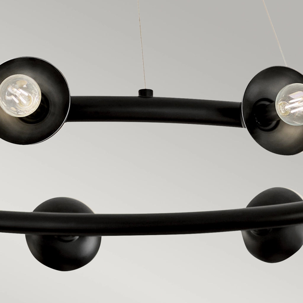 Lampadario loft nero satinato anello Ø88 9xE14 Kichler