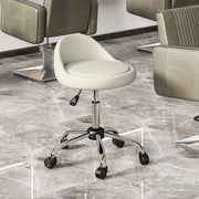SGABELLO DA LAVORO Girevole Regolabile 63-83 cm Pelle rigenerata Bianca con ruote