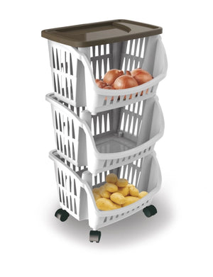 Carrello Porta Frutta Oggetti 3 Ceste Plastica C/Ruote Colori Vari - Bama