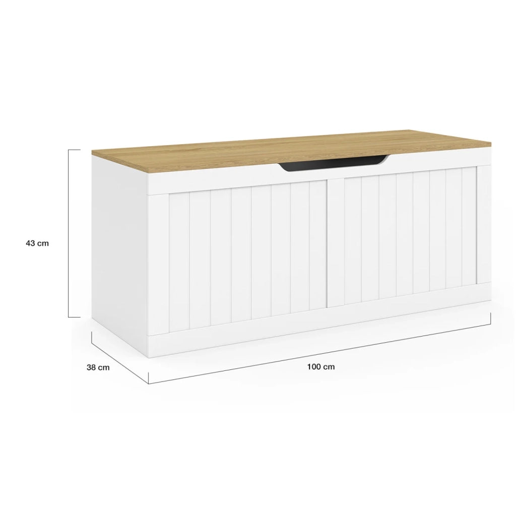 IDMarket - Cassapanca LEON in legno e bianco 100 cm