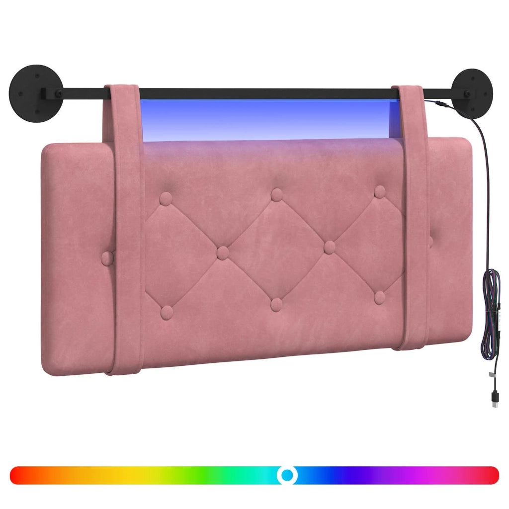 Testiera sospesa Con luce LED Rosa Velluto 3424087