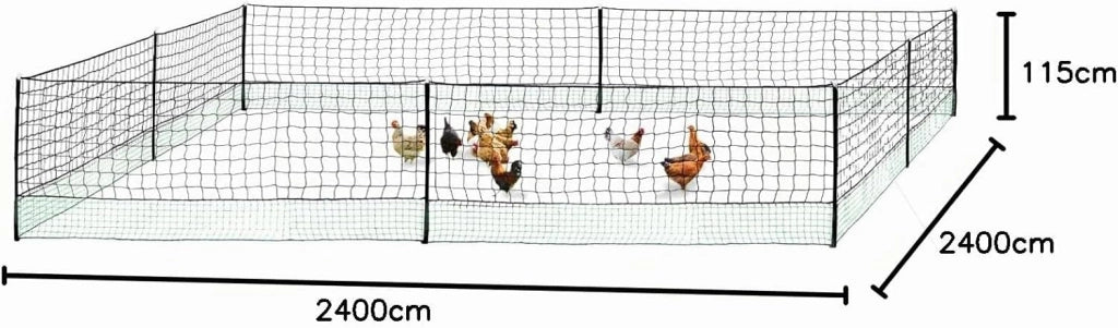Kit recinzione rete per galline 24 m con porta 9 picchetti doppia punta