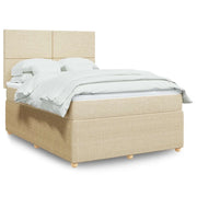 vidaXL Giroletto a Molle con Materasso Crema 160x200 cm in Tessuto