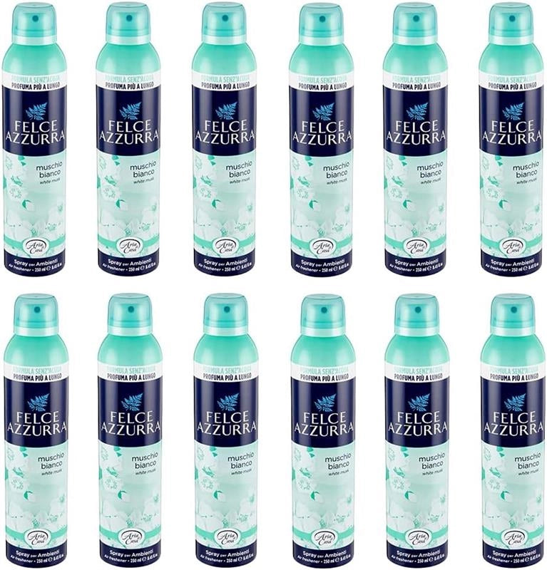 SET 12 FELCE AZZURRA ARIA DI CASA MUSCHIO BIANCO SPRAY 250ML