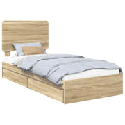 Letto singolo | Letto per adulti | Letto con Contenitore con testiera Rovere Sonoma 100 x 200 cm