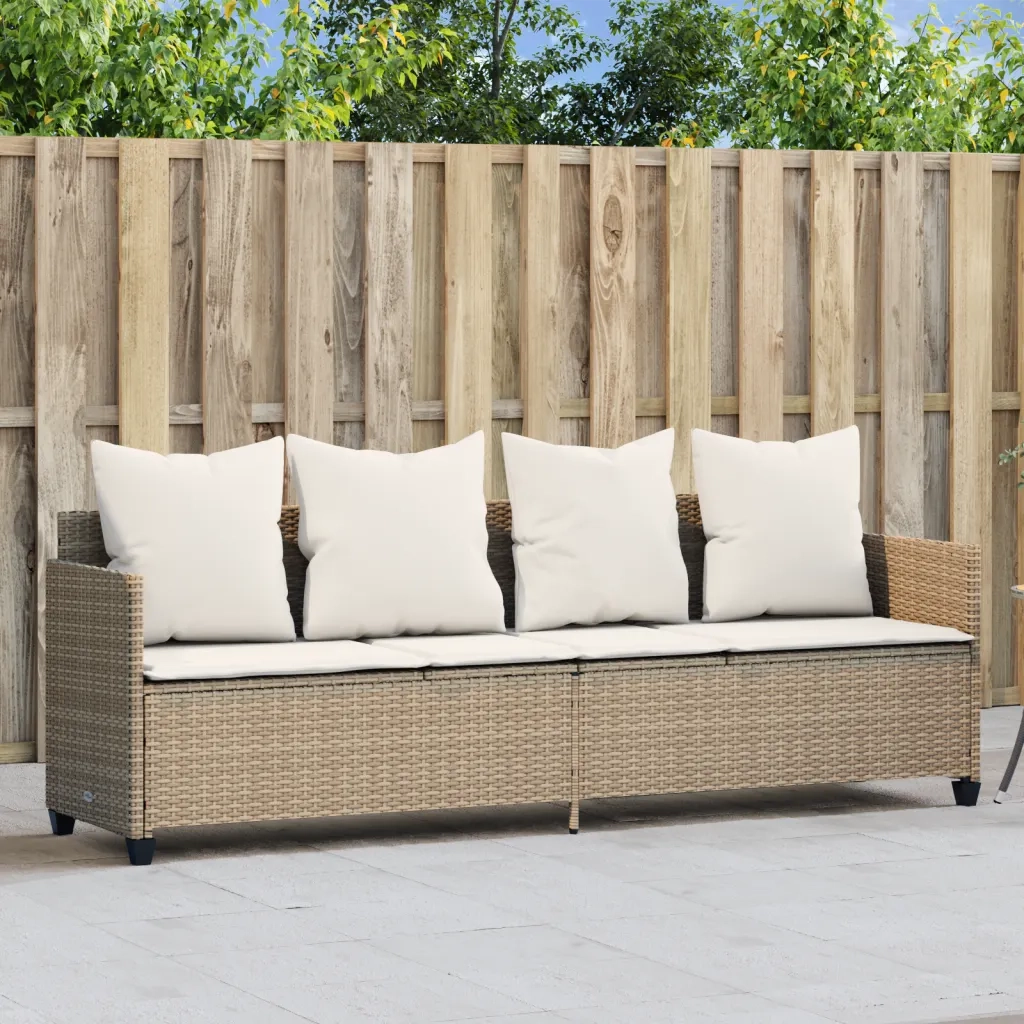 Lettino Prendisole con Cuscini BeigeÂ in Polyrattancod mxl 88138