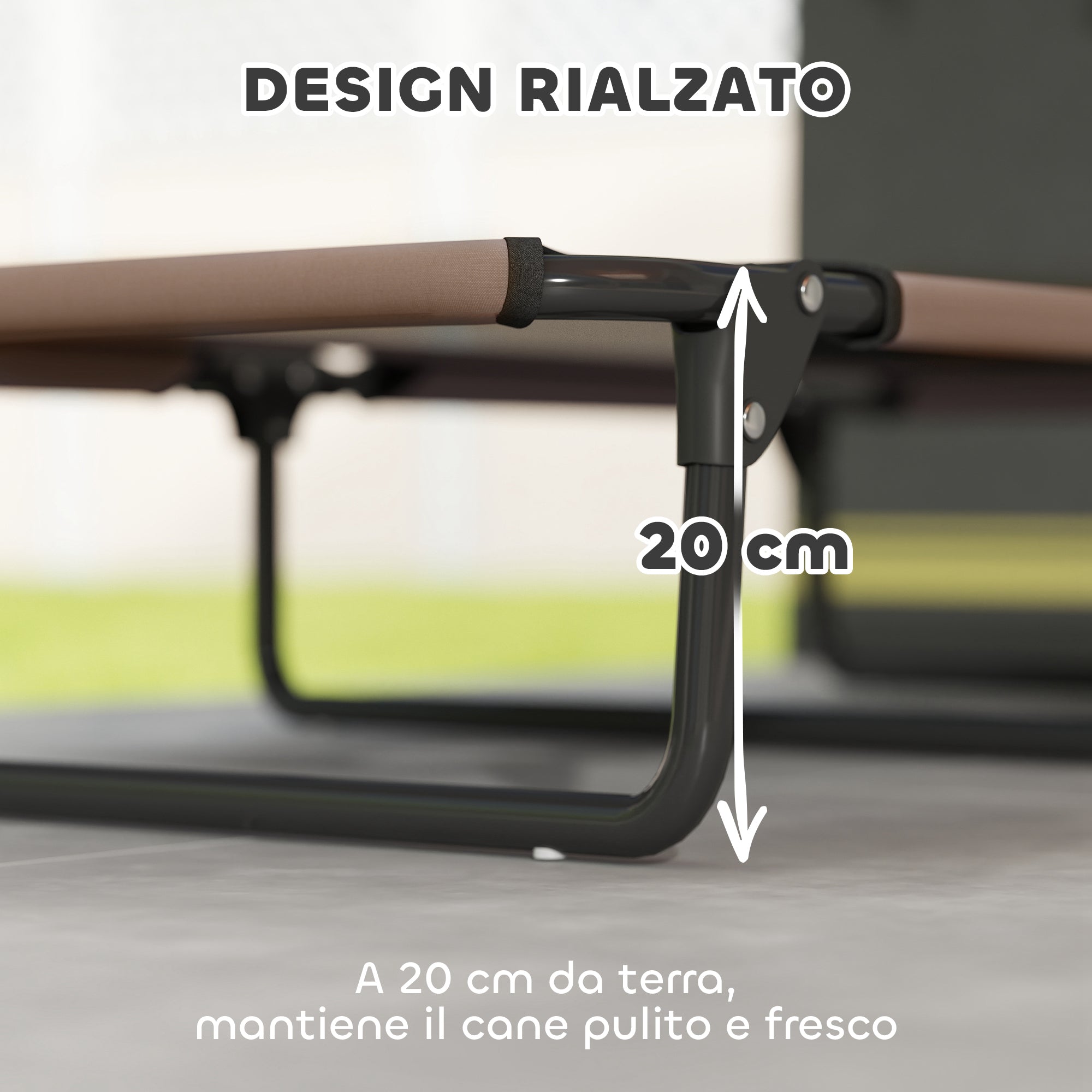 Letto per Cani Grandi Pieghevole 107x61x20 cm da Interno ed Esterno con Tessuto a Rete Marrone