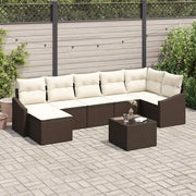 Set di divani con cuscino 8 pcs Marrone polyrattan