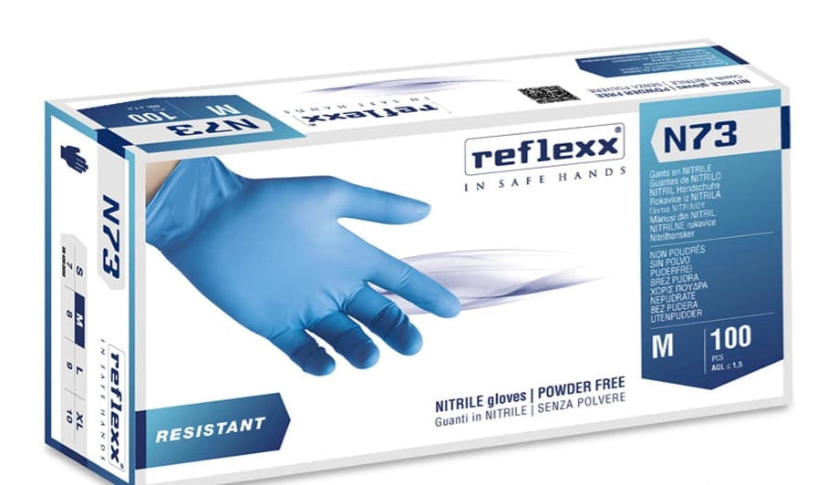 GUANTI NITRILE MONOUSO 'N73' resistant (4,5 gr) - tg. M  - REFLEXX