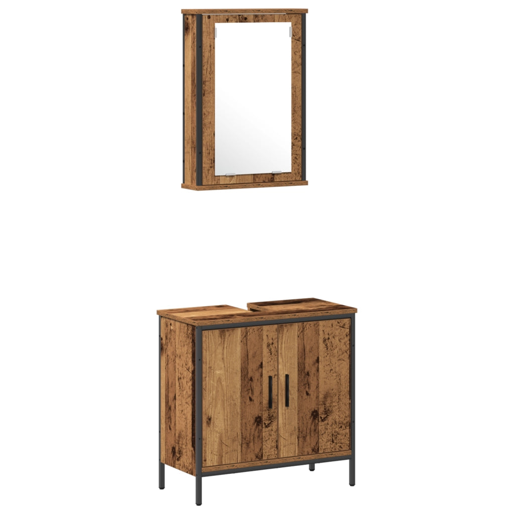 Set di mobili per bagno a 3 pezzi in legno recuperato