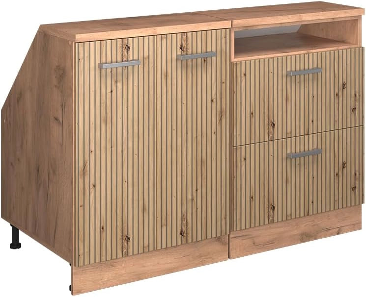 Set di mobili sottotetto Rion, Rovere artigianale, 120 cm Set di 2 carcasse armadio profondità 60 cm, adatto per il salvaspazio sotto tetti spioventi