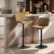 Sgabello da bar girevole in velluto con altezza regolabile e schienale ergonomico per cucina e bancone marrone
