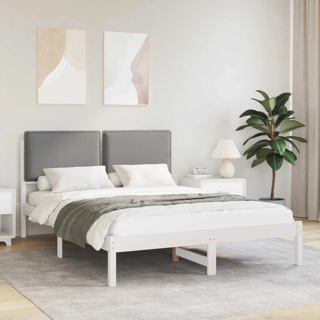 Letto con Testiera Rivestita Grigio chiaro 160 x 200 cm 877828