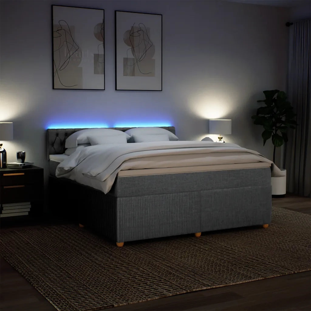Giroletto a Molle con Materasso Grigio Chiaro180x200 cm Tessuto