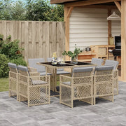 Set Pranzo da Giardino 9 pz con Cuscini Beige Misto Polyrattan 3210840