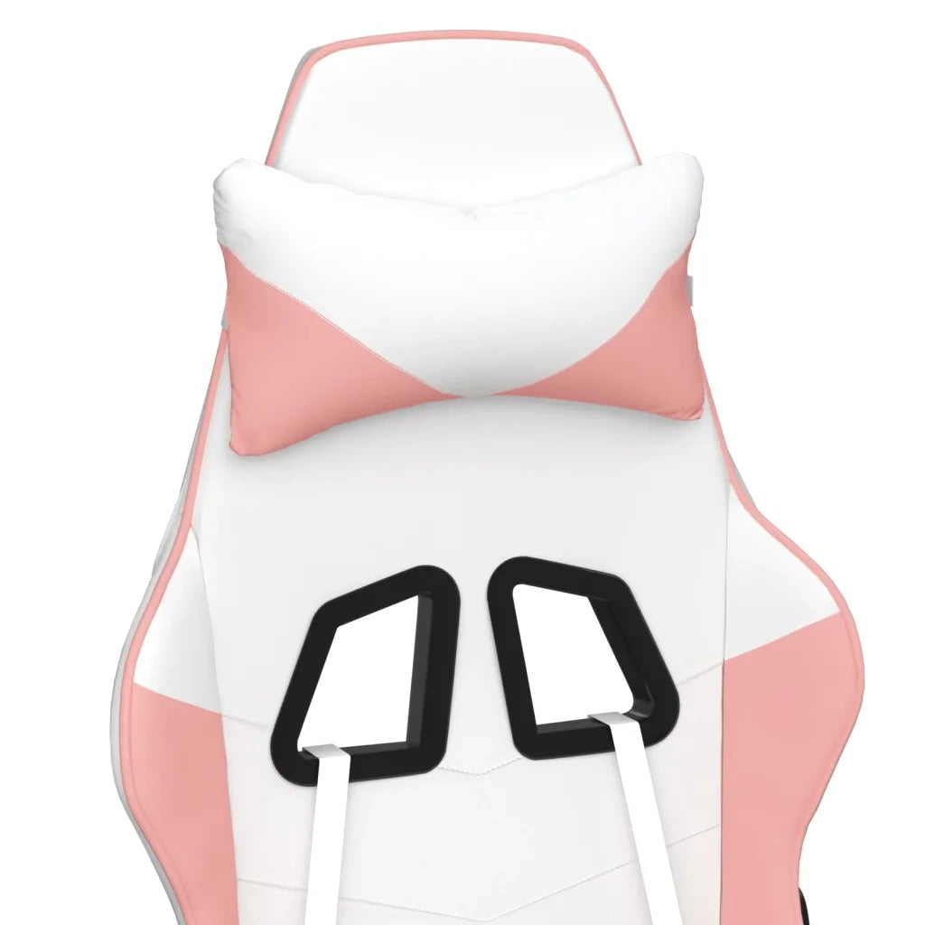 Sedia da Gaming con Poggiapiedi Bianco e Rosa in Similpelle cod mxl 57641