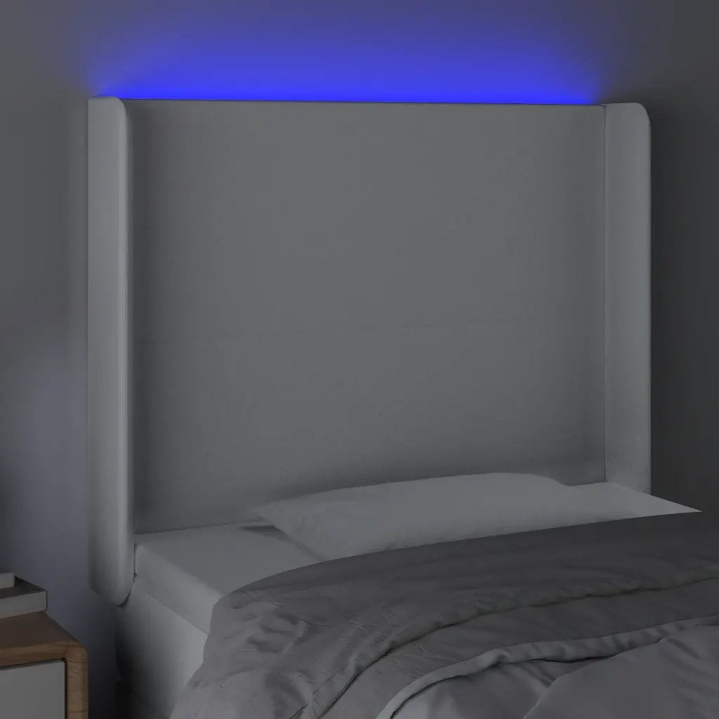 Testiera a LED Bianco 103x16x118/128 cm in Similpelle