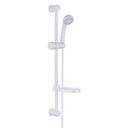 Saliscendi in abs bianco blush con doccetta e portasapone par campeggio nautica giardino