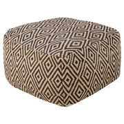 Pouf in lana beige marrone bianco motivo geometrico moderno boho poggiapiedi