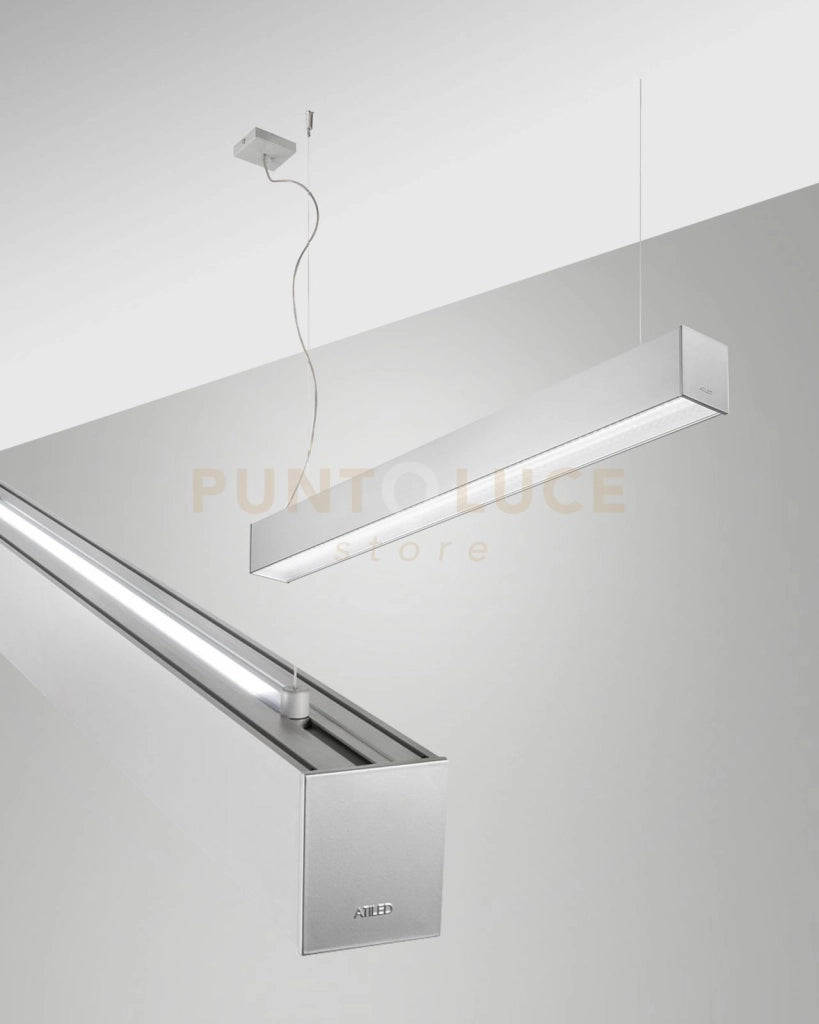 TURNER SOSPENSIONE A DOPPIA EMISSIONE ALLUMINIO WW 29W+15W 3000K 3470+1290LM PRISMATIC 100CM DIMMERABILE DALI