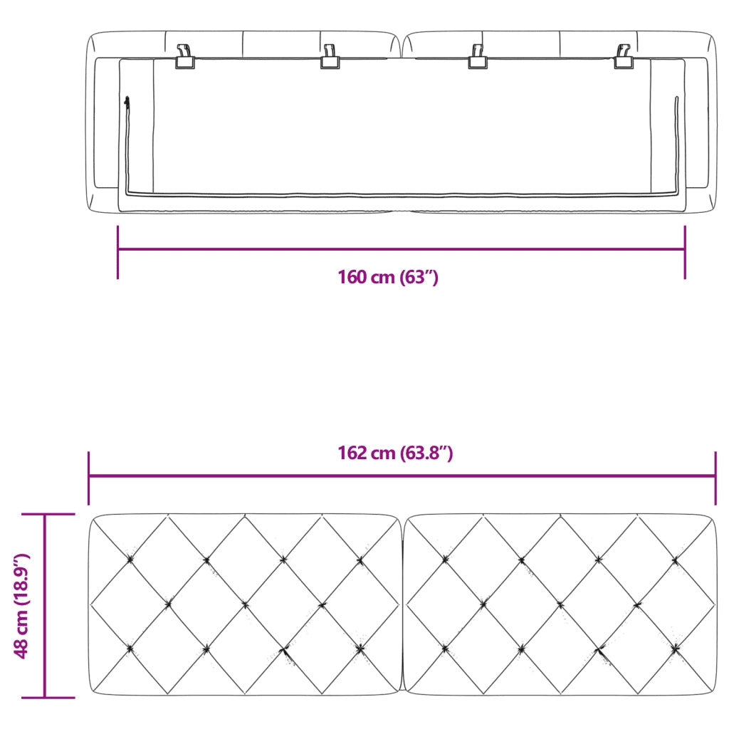 Cuscino Testiera Grigio Chiaro 160 cm in Velluto CFW6460718