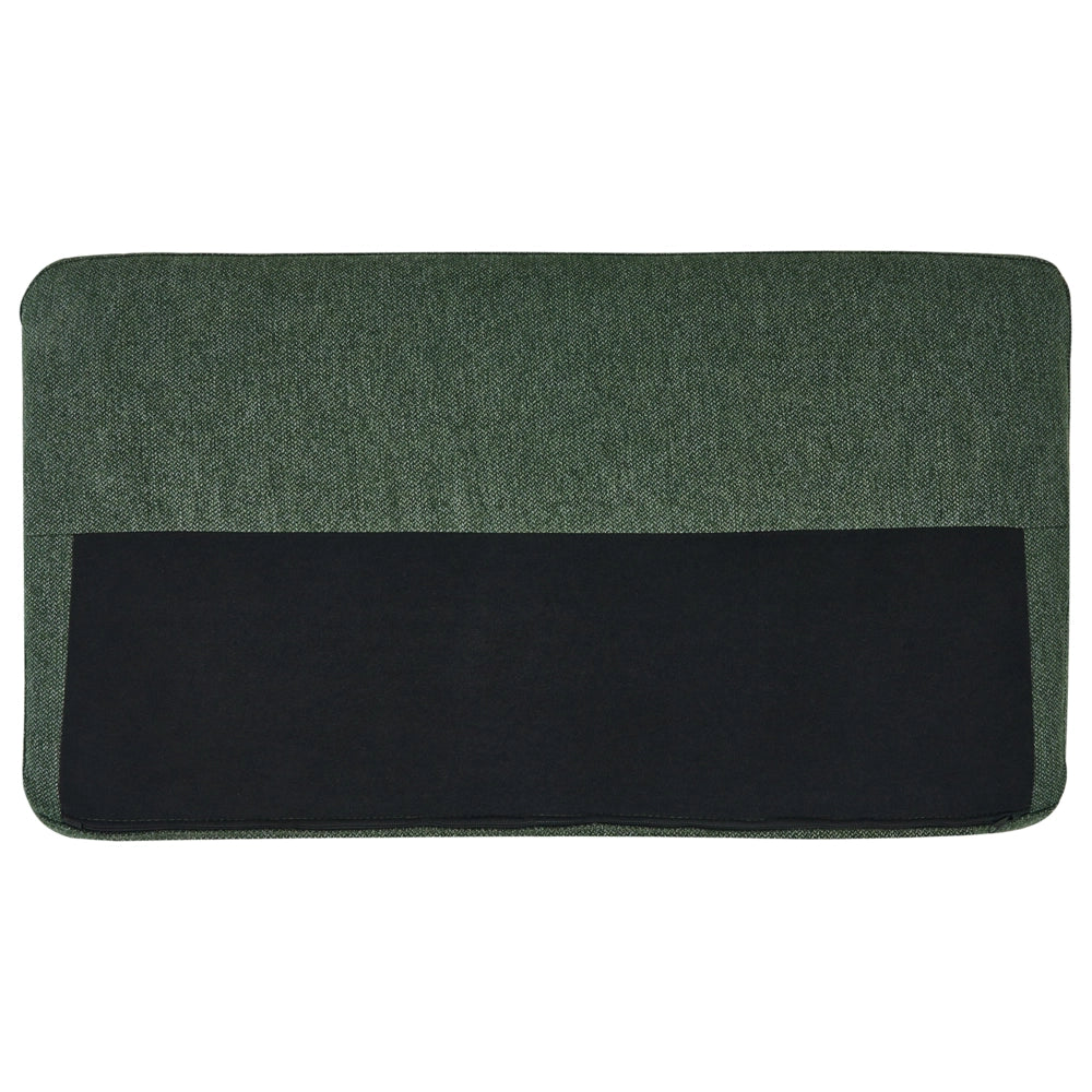 Poltrona moderna imbottita in tessuto verde scuro con gambe in metallo stile moderno e minimalista