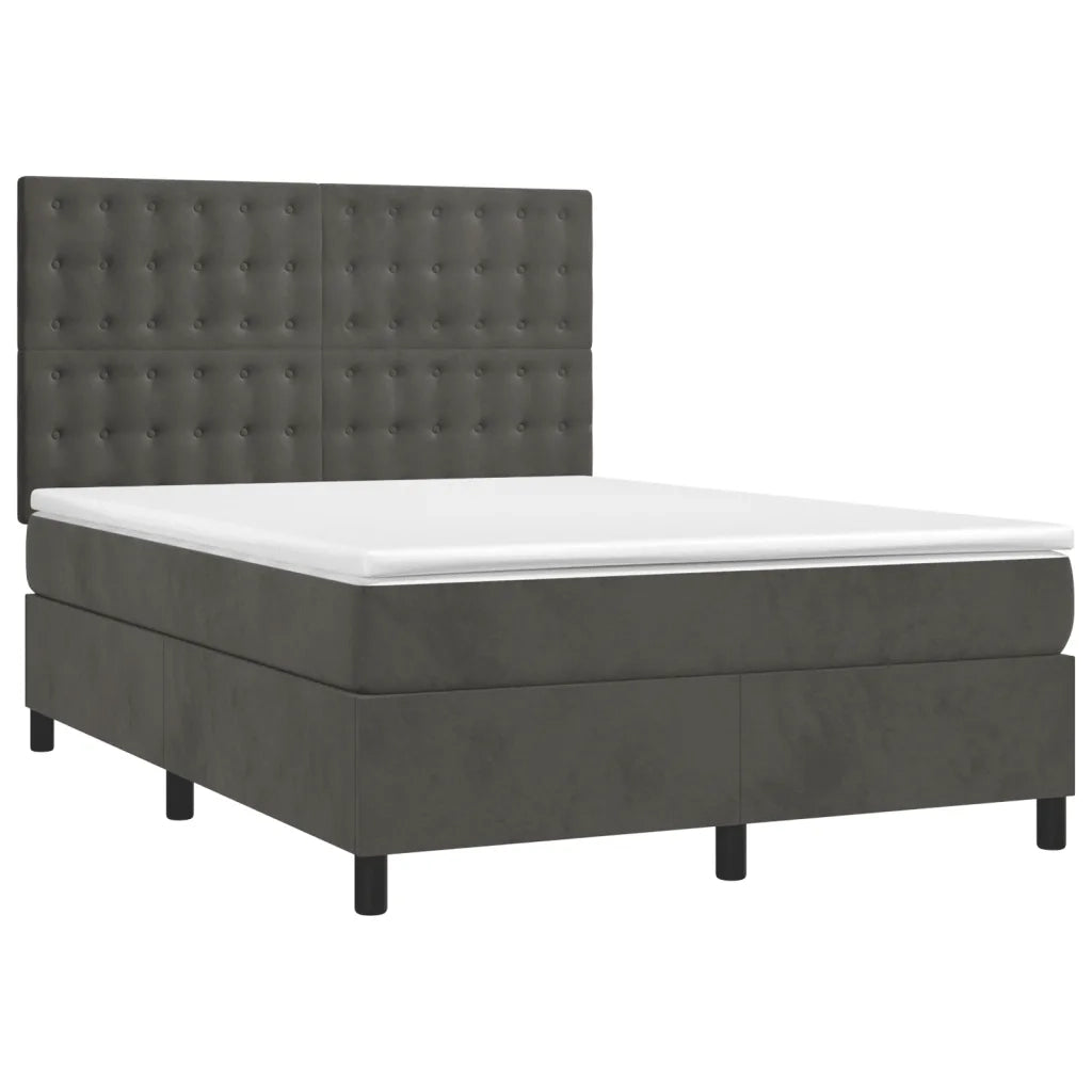 Letto a Molle con Materasso e LED Grigio Scuro 140x190 cmcod mxl 99603