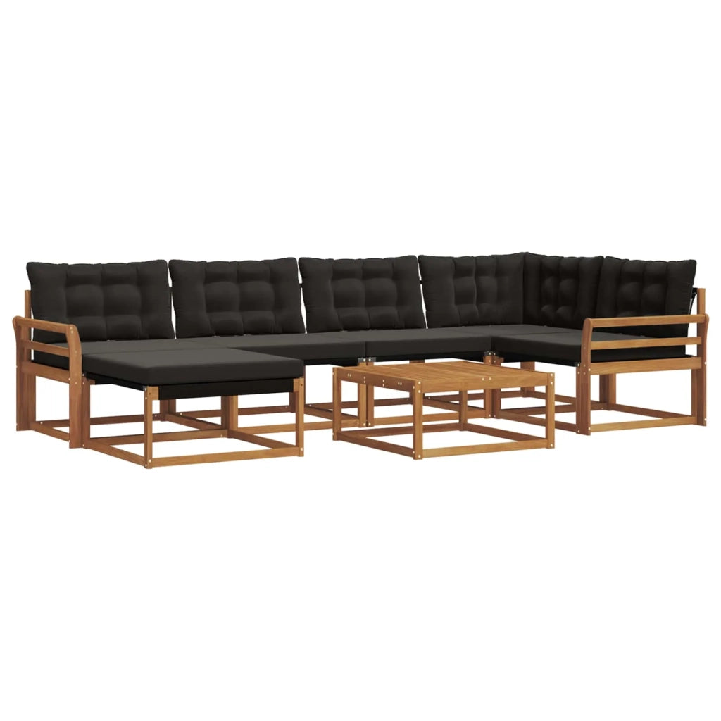 Set di divani da esterno con cuscino 19 pcs Naturale e Nero 3369651