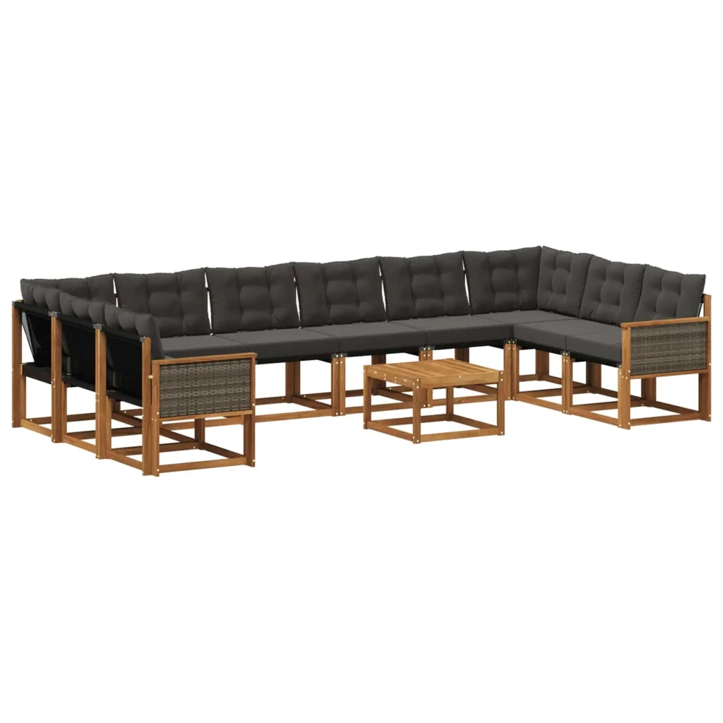 Set di divani da esterno 11 pz Naturale e Nero 3382252