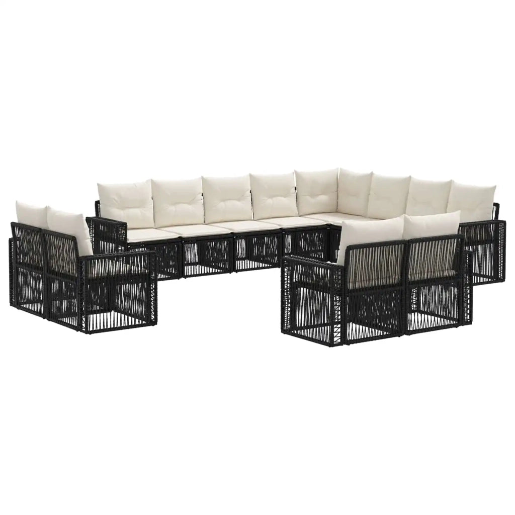 Set Divano da Giardino 12 pcs Nero e Bianco Crema polyrattan 3435298