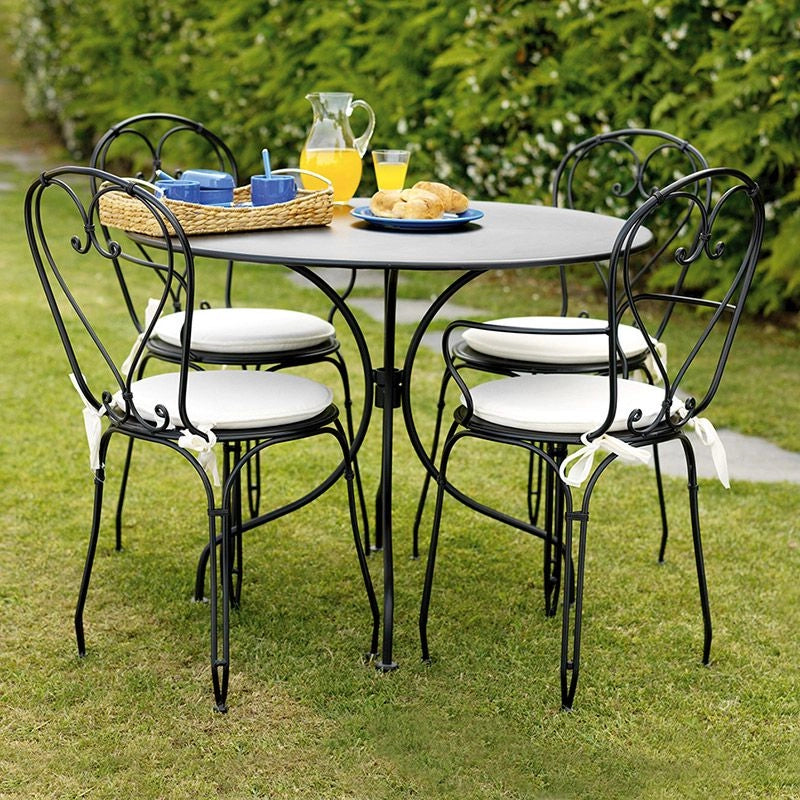 Tavolo In Ferro Rotondo Baviera  90 X H74 Cm - Nero Colore: Nero, Altezza: 74 cm