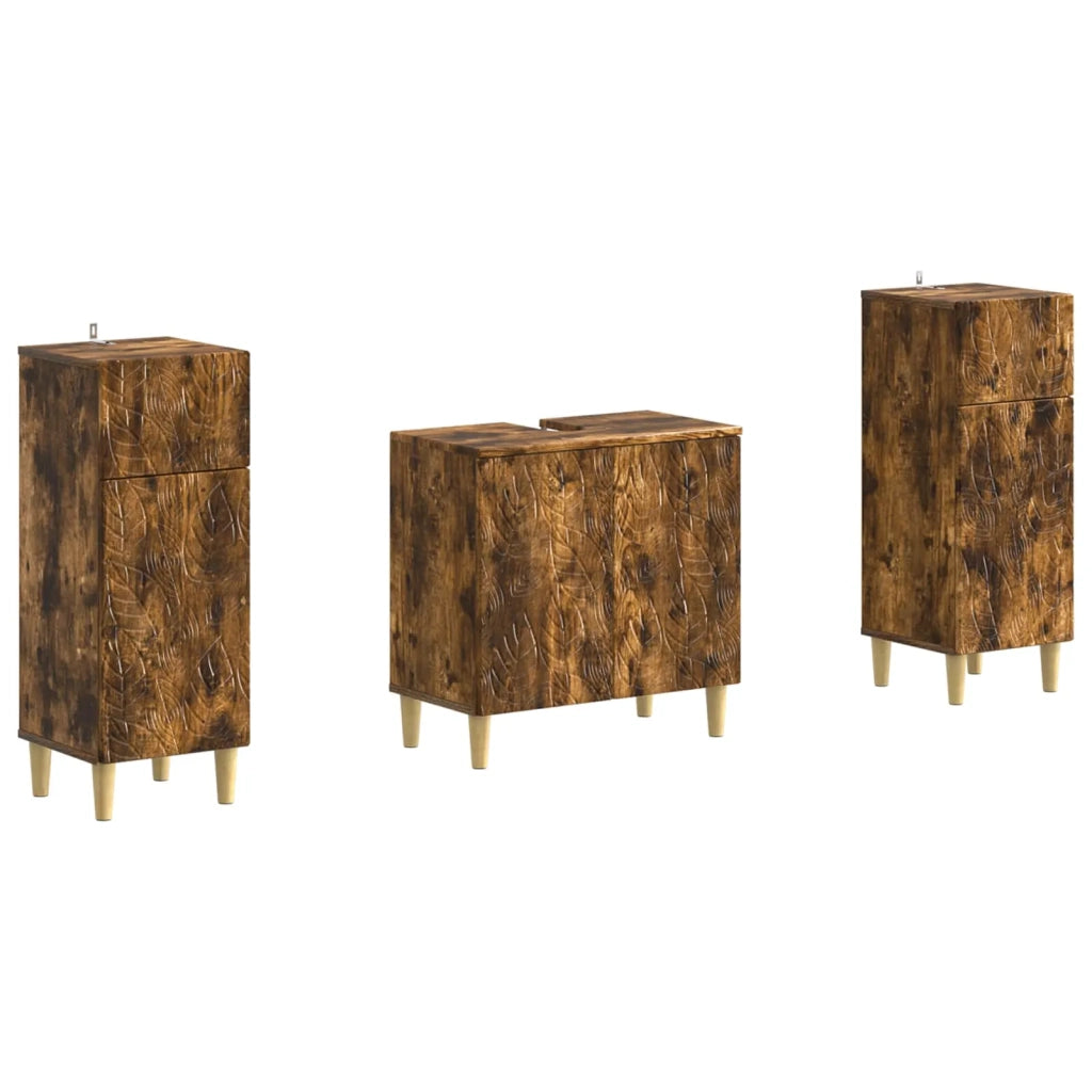 Set di Armadi da Bagno da 2 Pezzi DELFT Rovere Fumo 3418031
