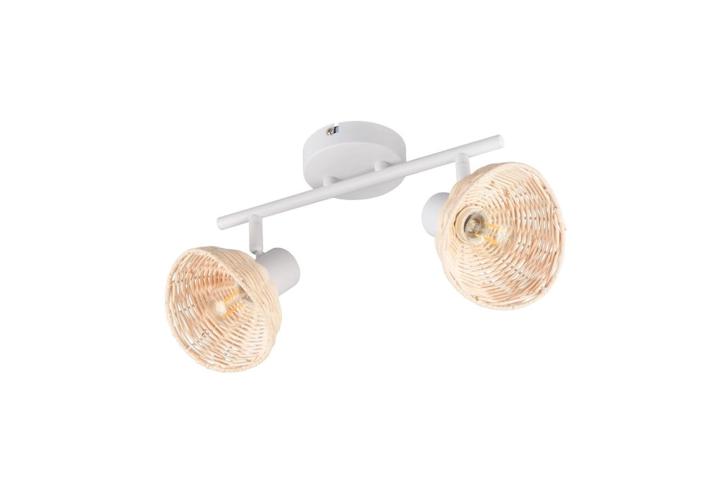 Faretto soffitto CALVI boho 2xE14 bianco rattan RL