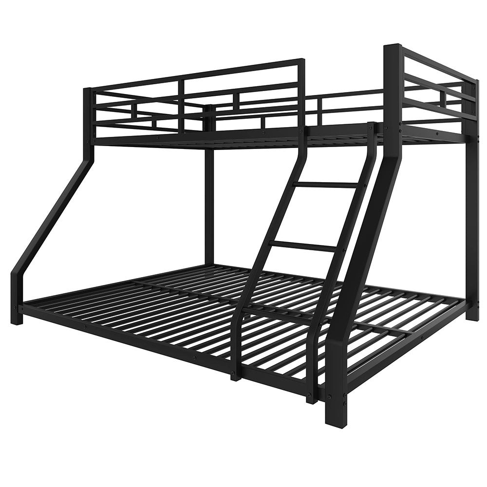 Letto a castello metallico 90+140x200cm - Xylo - nero, EN747, senza rete