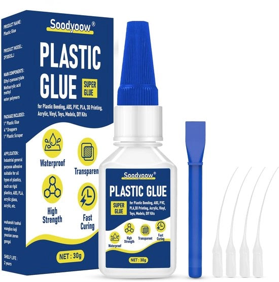 Laccare Kunststof Extra Resistent - Rapido Adesivo - Per Kunststof/PLA/Acrilico - 4 Applicatori - Soluzione Professionale - Verniciatura Duratura
