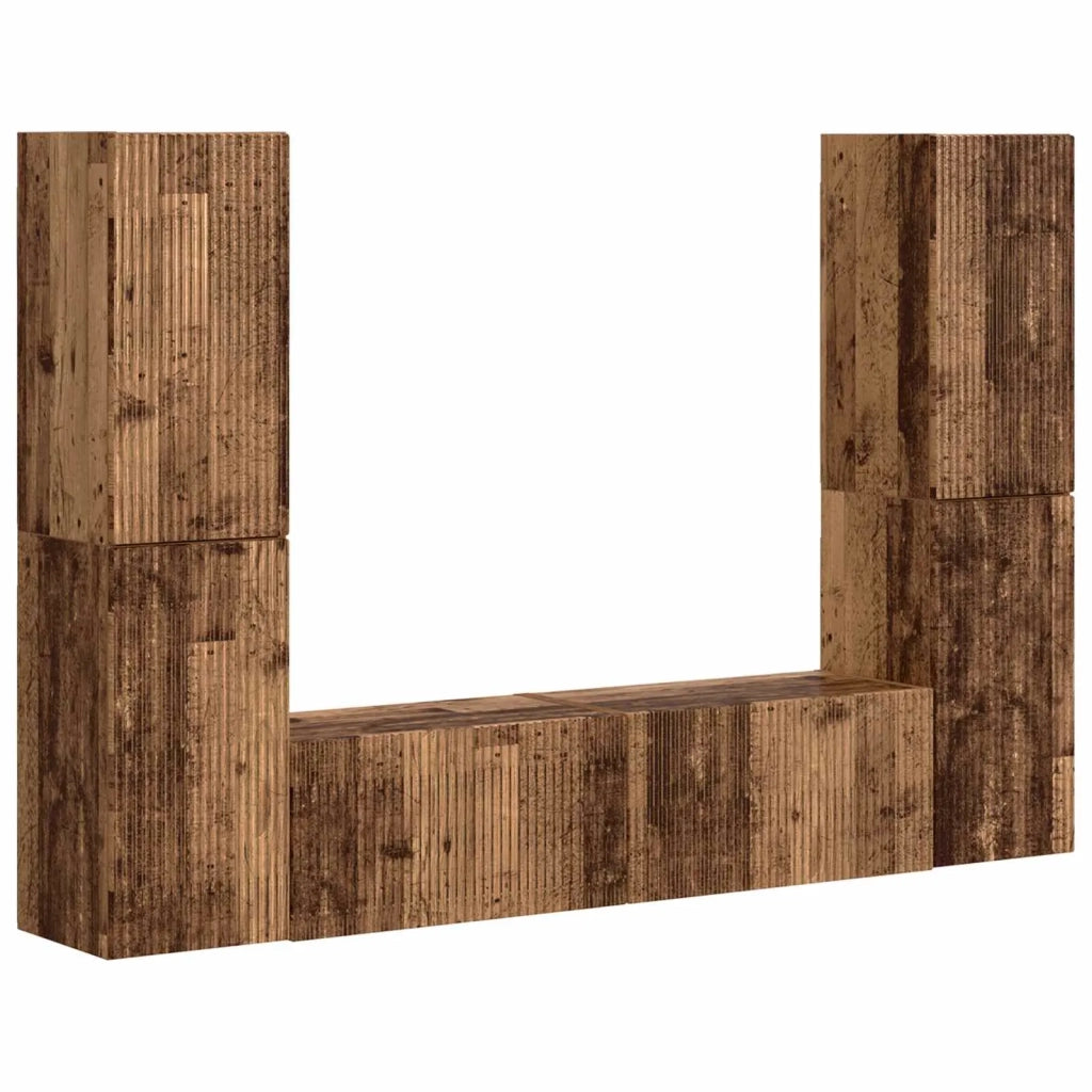Set mobile TV 6 pz-Credenza per TV Legno vecchio Legno multistrato 693057