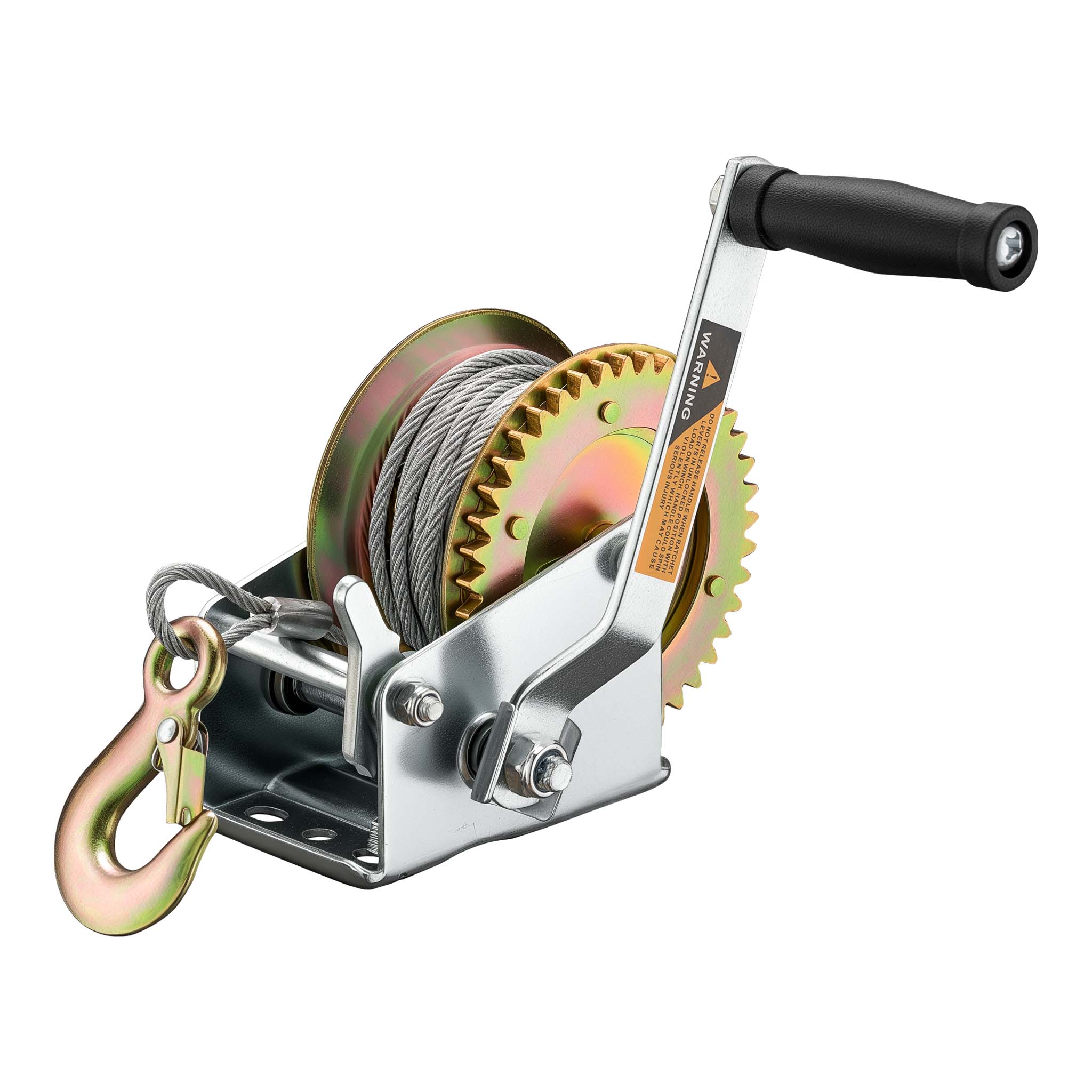 Verricello manuale a fune max 350kg corda metallica 10m 3,1:1 Argano a mano