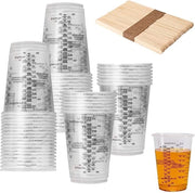 Set di 50 Mezzalune di 240 ml in Plastica Trasparente - Inclusa Asta in Legno - Facile da Pulire - Dimensioni 7,8 x 7,8 x 10 cm - Mezzalune di Misura