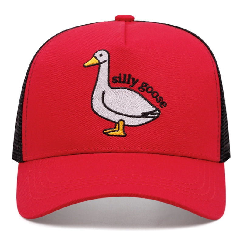 Cappellini da baseball ricamati Silly Goose, rossi