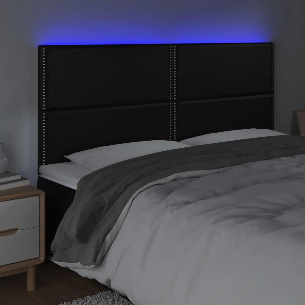 Testiera a LED-Testata con LED Nera 200x5x118/128cm in Similpelle 481582