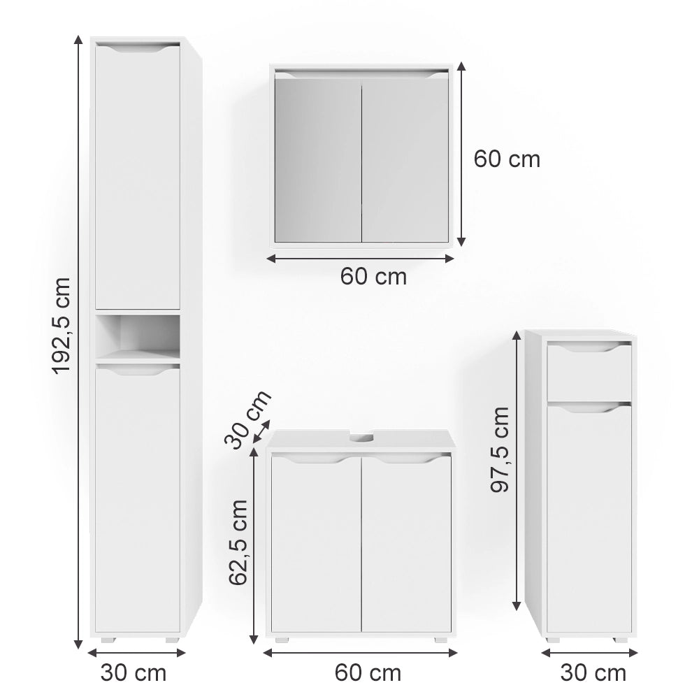 Vicco Set mobili bagno Bianco 4 parti