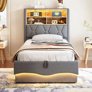 Letto multifunzione per bambini 90x200 cm grigio con LED e USB