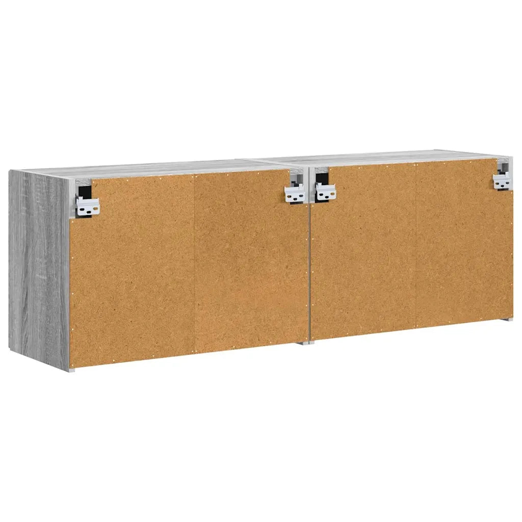Mobile TV da parete 2 pz-Set di 2 Mobile TV a Muro-Credenza TV Grigio Sonoma 59,5 x 31 x 40 cm