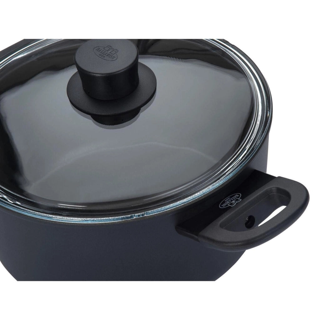 BALLARINI 75002-920-0 Avola Casseruola con Coperchio in Vetro Diametro 20 cm Rivestimento Antiaderente 4 Strati KERAVIS Extreme Adatta a Tutti i Piani Cottura incluso Induzione colore Nero
