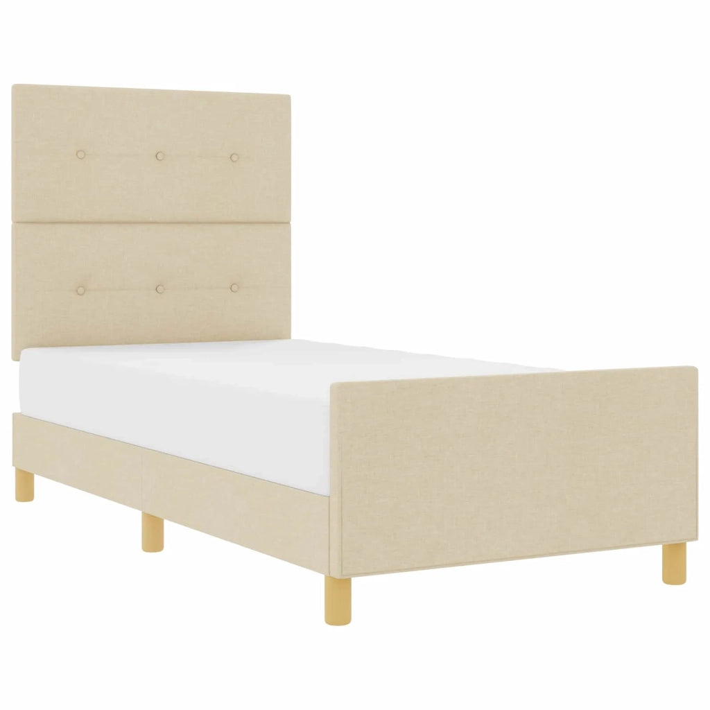 Struttura del letto con testiera Crema 100 x 200 cm Tessuto