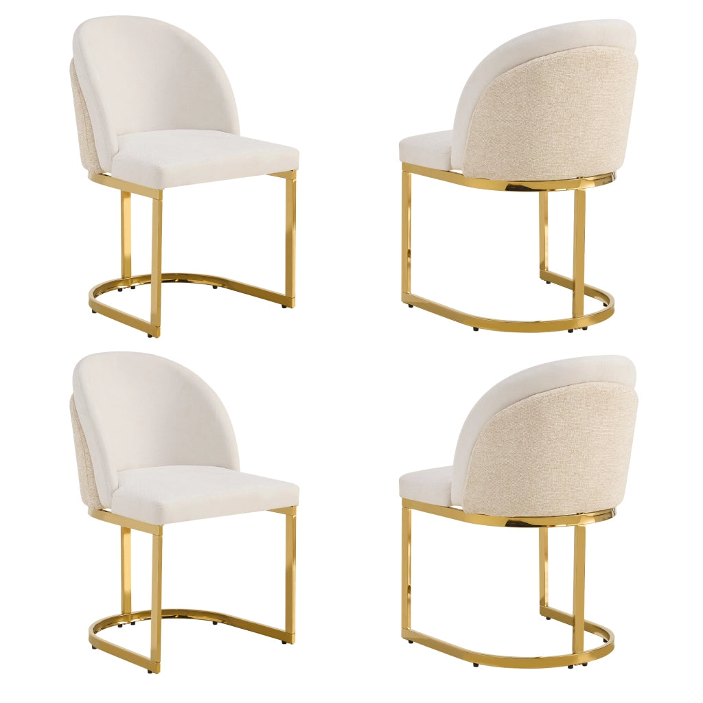 SEDIA Imbottita 59x52x85 cm Chenille Beige e Oro Set da 4 pezzi